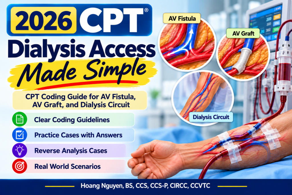 2026 CPT Dialysis Access Made Simple coding guide for AV fistula, AV graft, and dialysis circuit coding